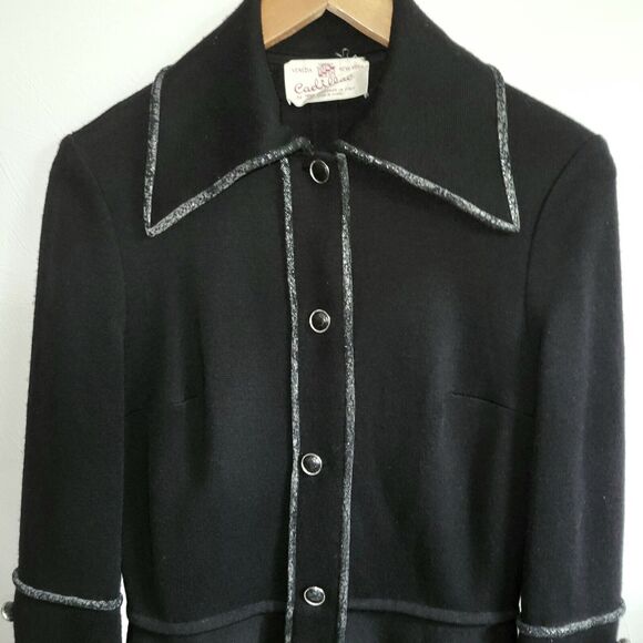 NWT Vintage Cadillac Mod 1960s Italian Pure Virgin Wool Long Black Sweater Flaws - Picture 3 of 16